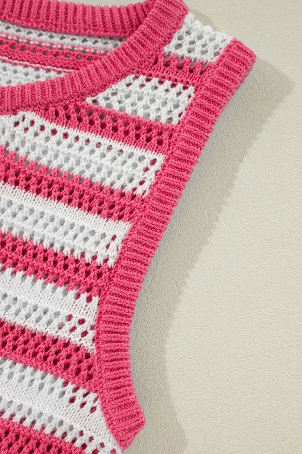 Elegant Stripe Hollowed Knit Sleeveless Sweater Dress - adritiX