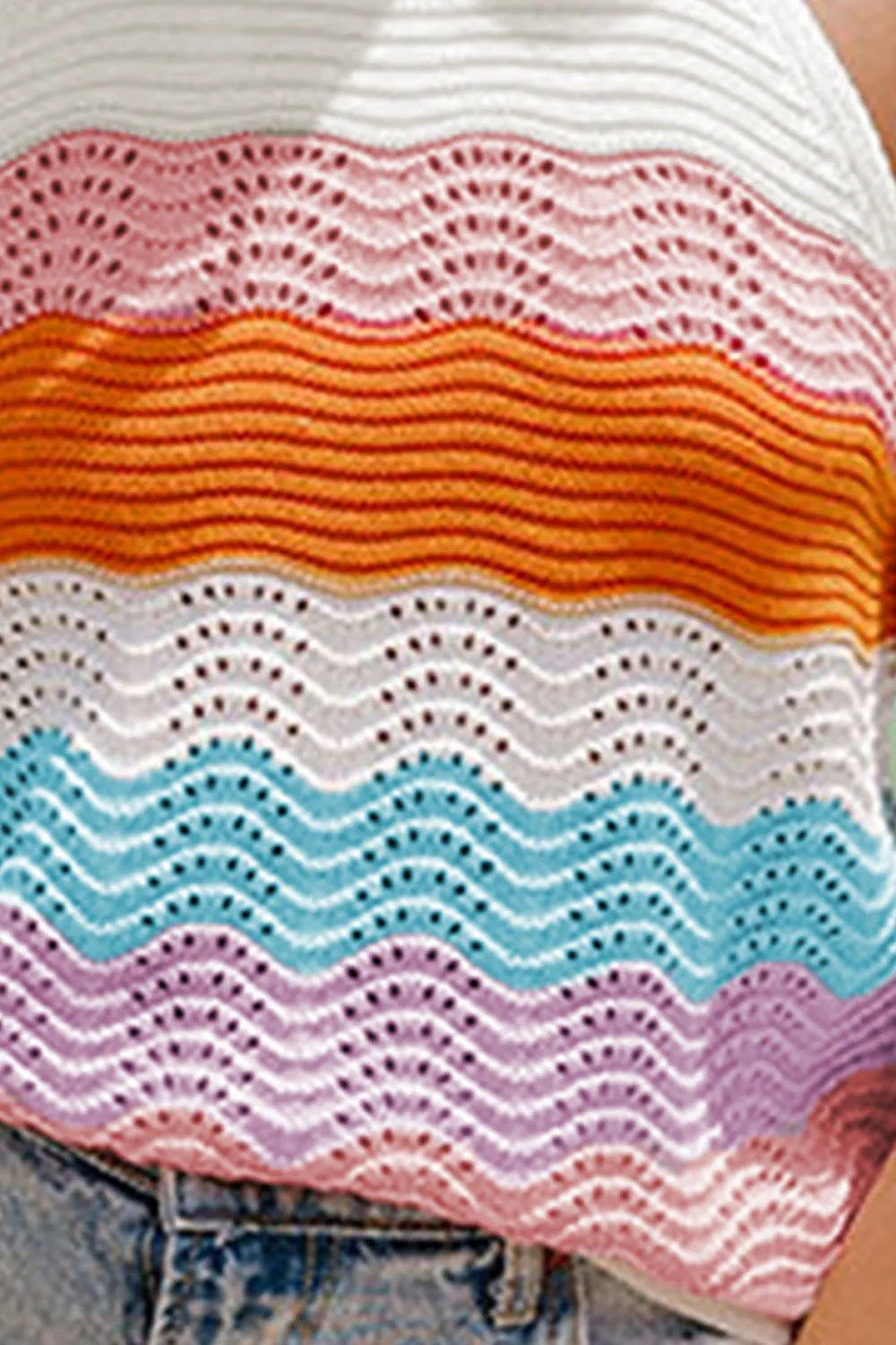Color Block Round Neck Knit Vest - adritiX