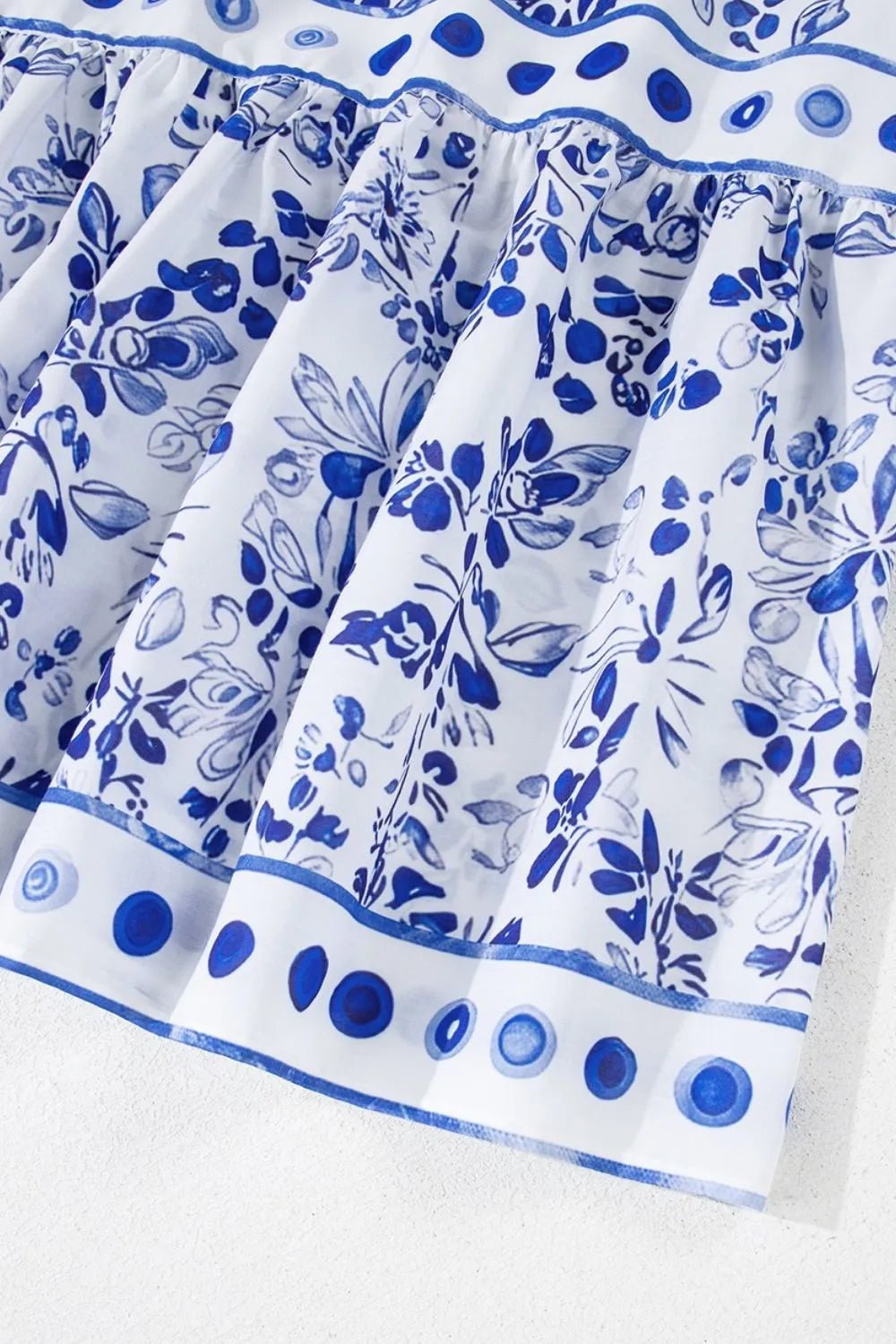 Smocked Printed Square Neck Puff Sleeve Dress - adritiX