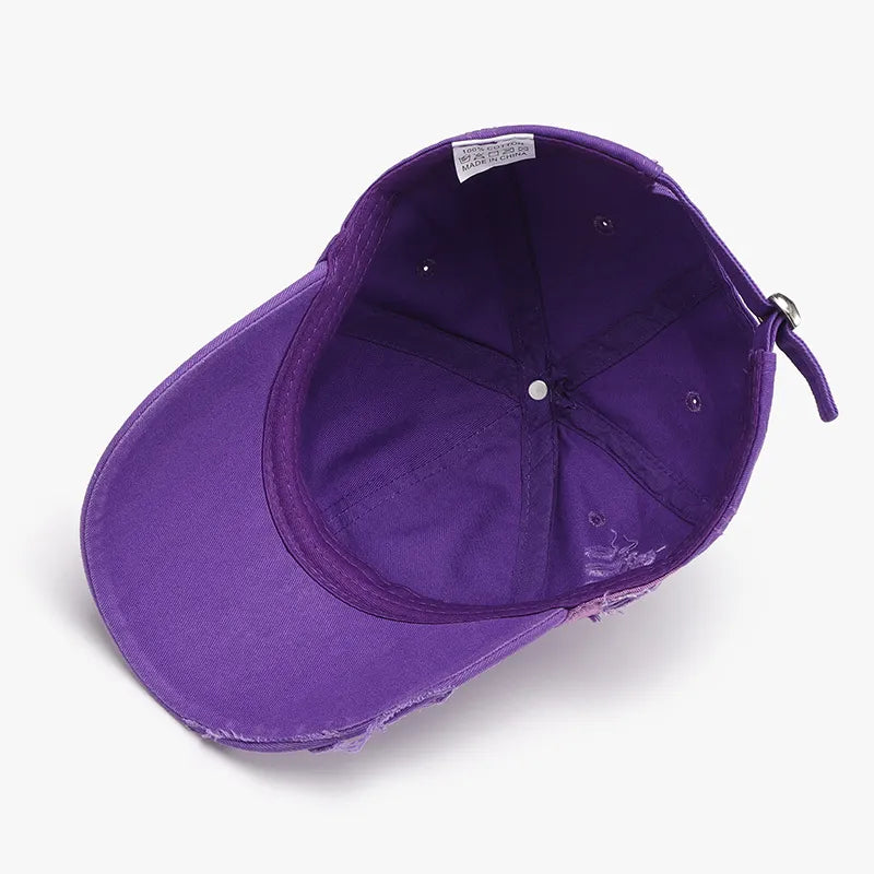 Distressed Adjustable Cotton Baseball Cap - adritiX