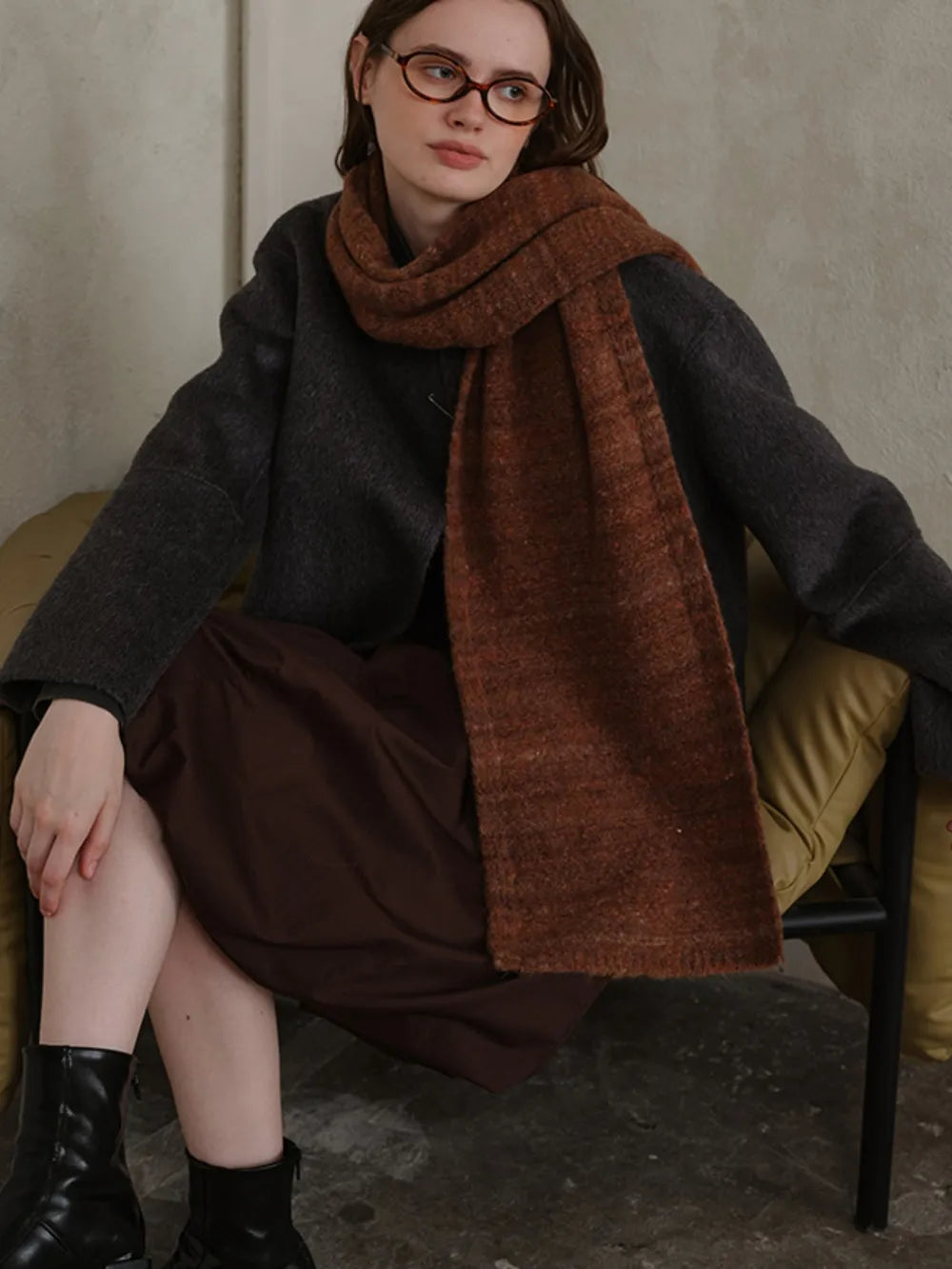 Striped Detail Knit Scarf - adritiX