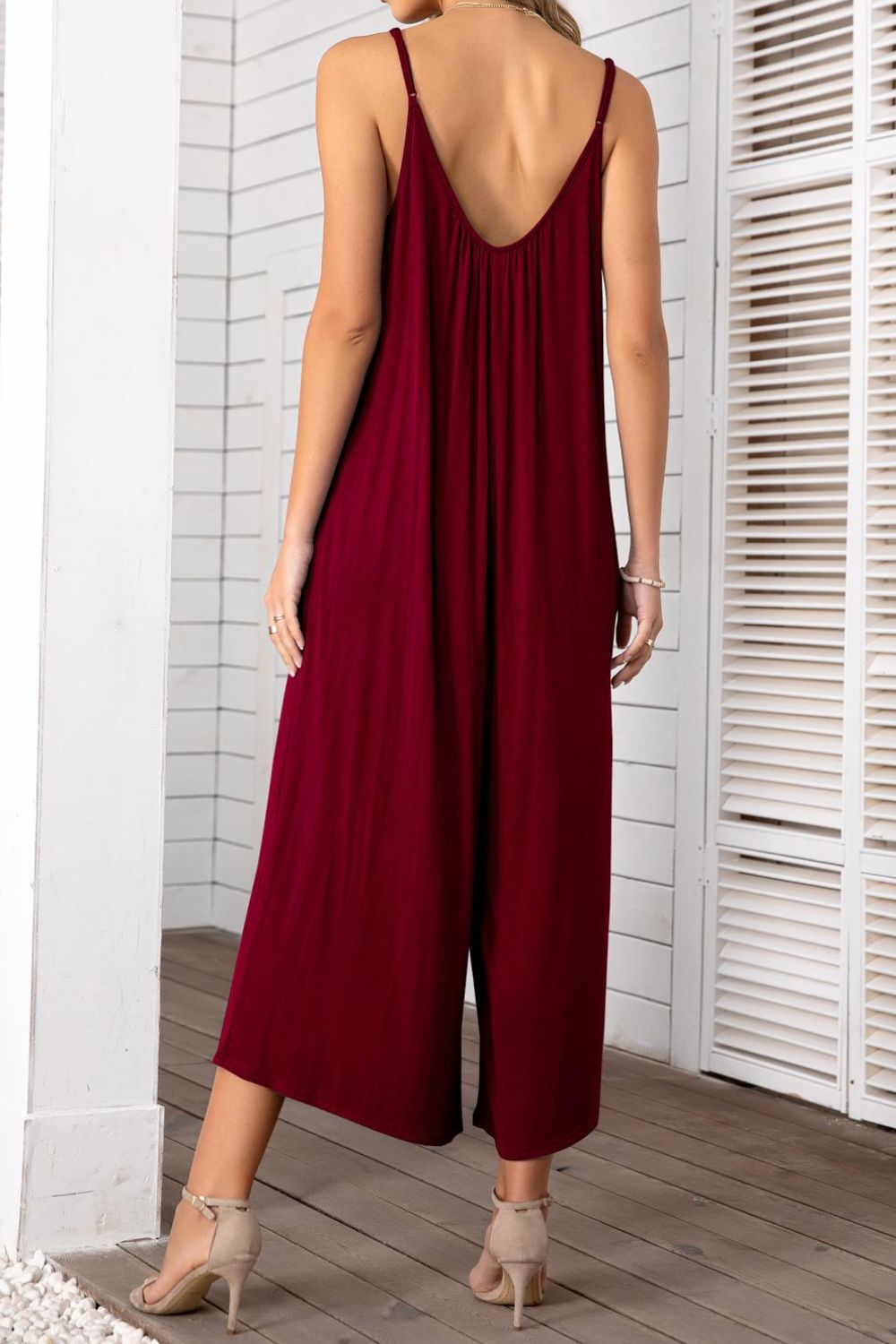 Elegant Spaghetti Strap Scoop Neck Jumpsuit - adritiX