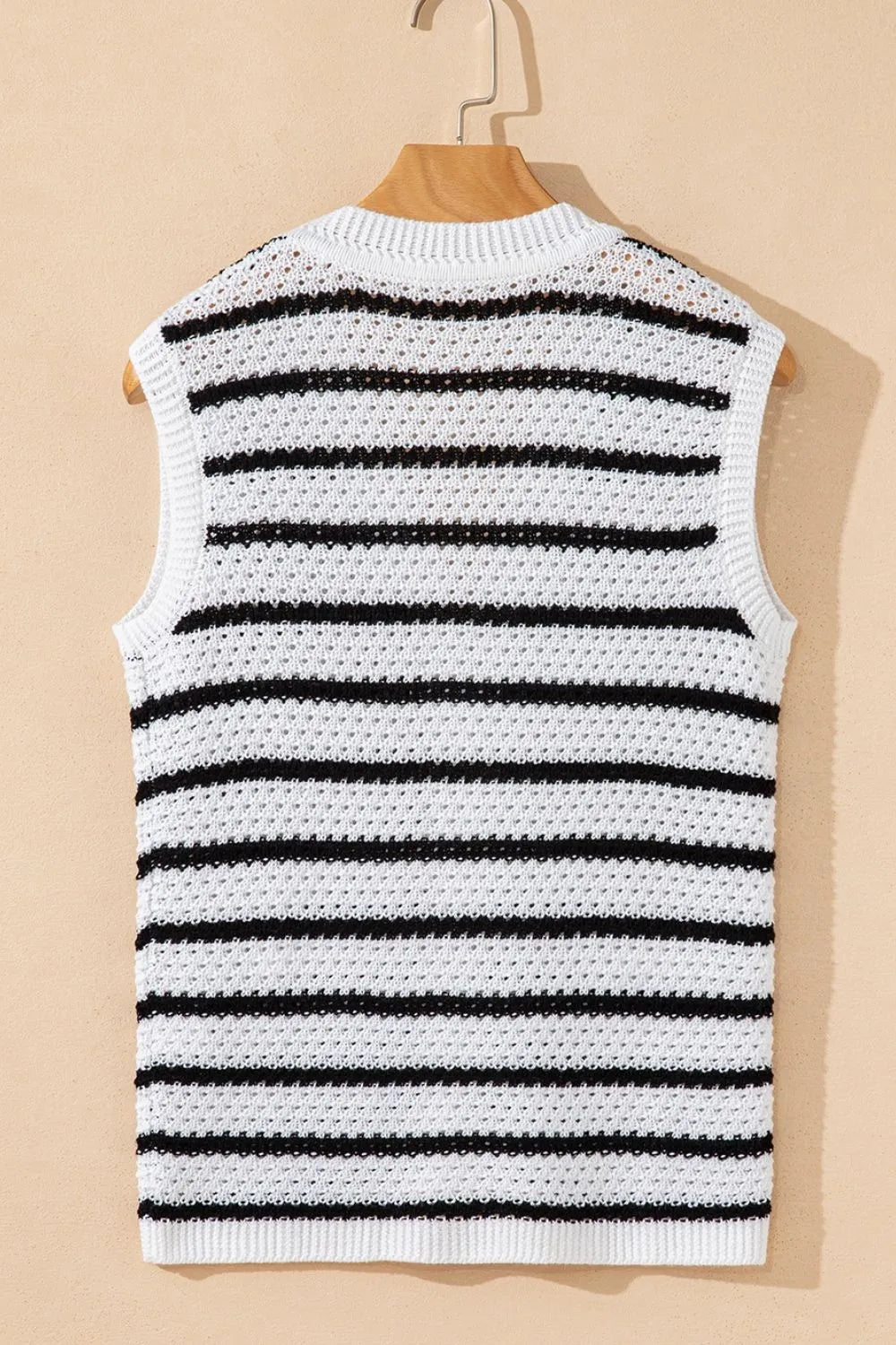 Striped Button-Up Knit Sweater Vest - adritiX