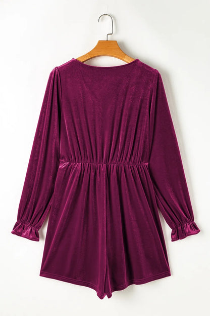 Elegant Surplice Flounce Sleeve Romper - adritiX