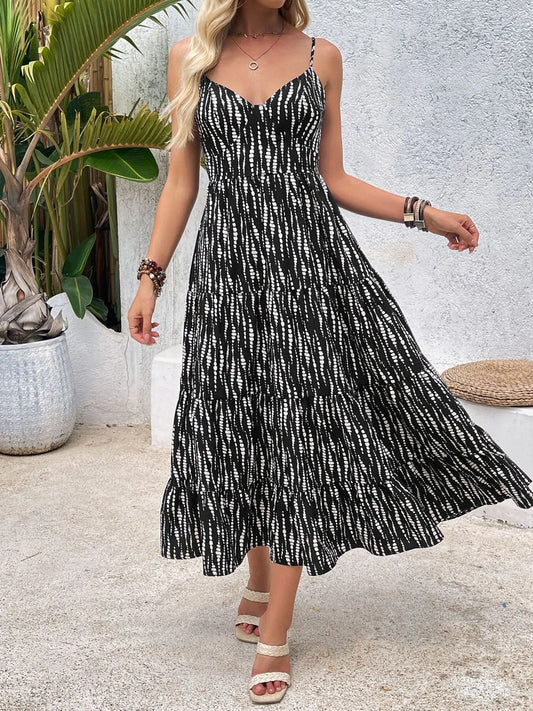 Tie Back Tiered Midi Cami Dress - adritiX