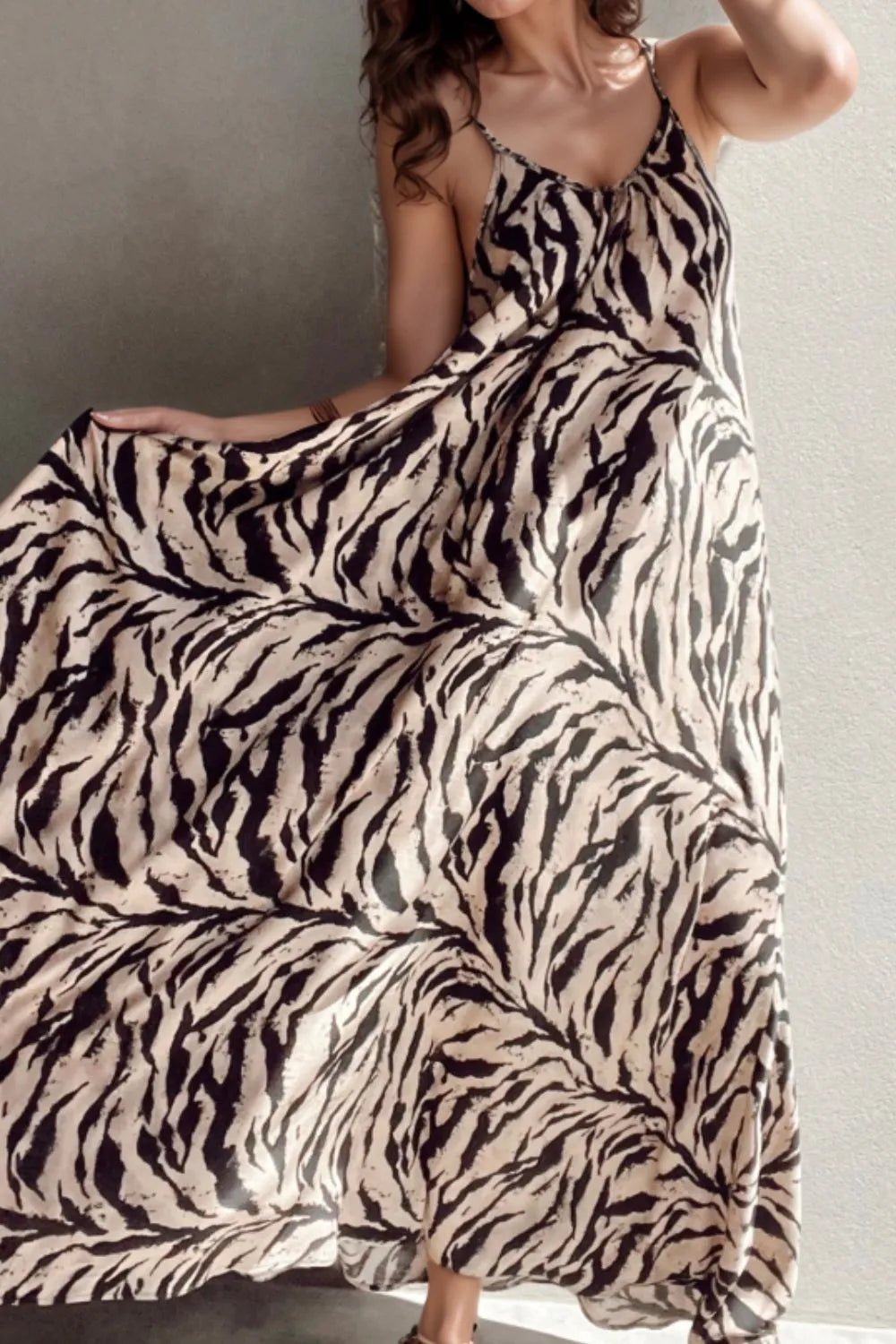 Abstract Print Tie Back Maxi Cami Dress - adritiX