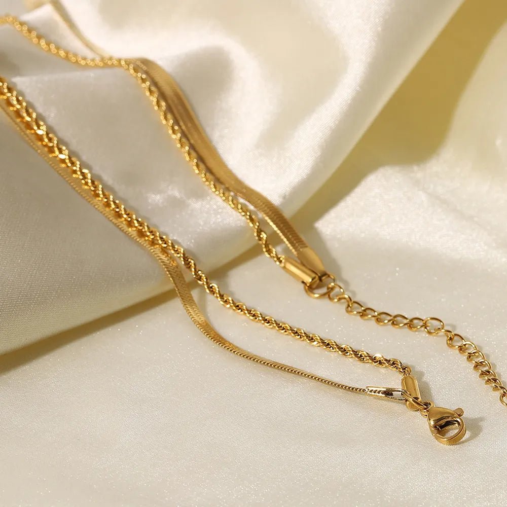 18K Gold - Plated Double - Layered Necklace - adritiX