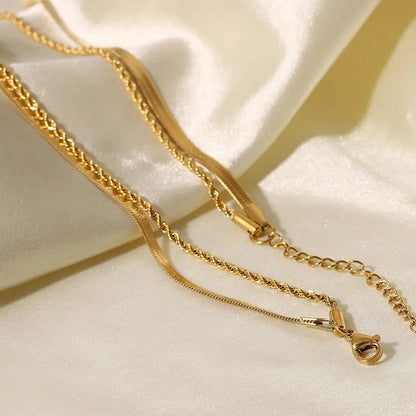 18K Gold - Plated Double - Layered Necklace - adritiX
