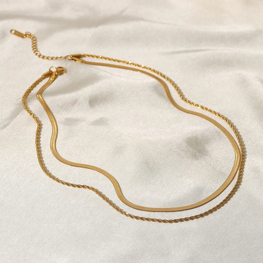 18K Gold - Plated Double - Layered Necklace - adritiX
