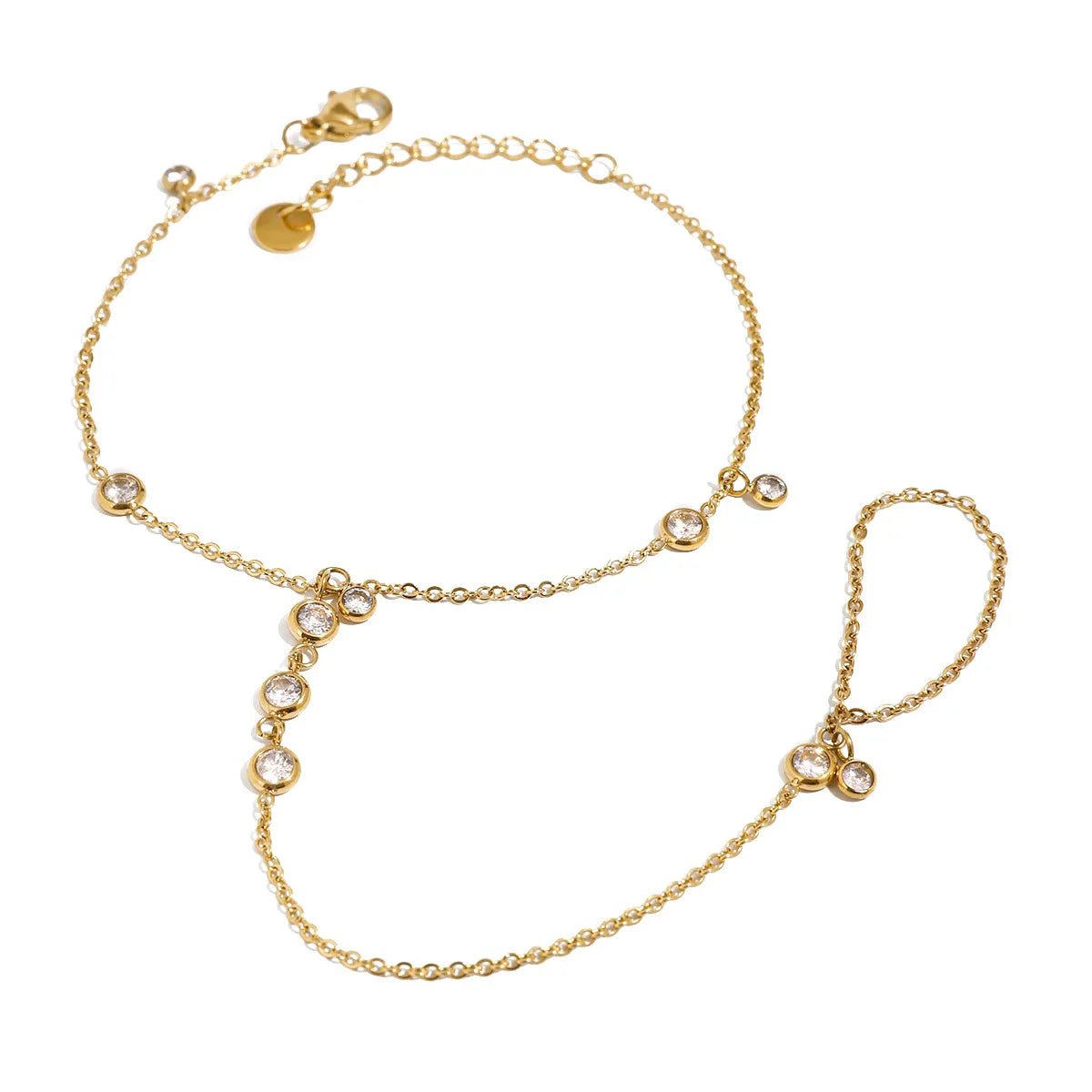 18K Gold - Plated Inlaid Rhinestone Chain Bracelet - adritiX