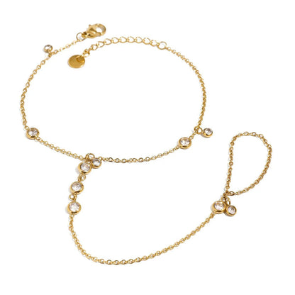 18K Gold - Plated Inlaid Rhinestone Chain Bracelet - adritiX