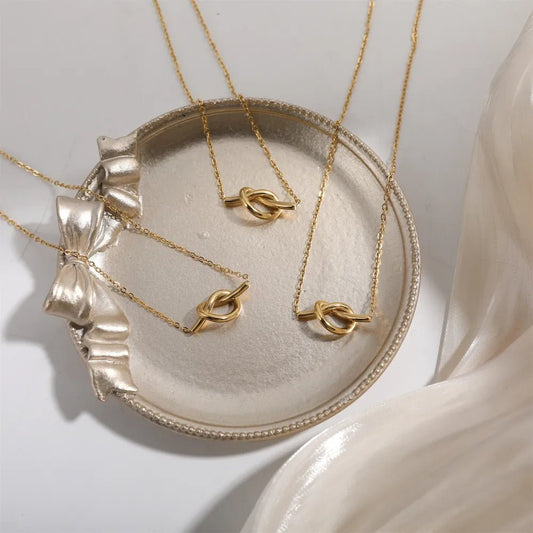 18K Gold - Plated Knotted Necklace - adritiX