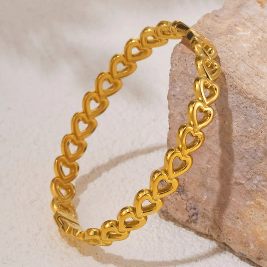 18K Gold - Plated Stainless Steel Heart Bracelet - adritiX