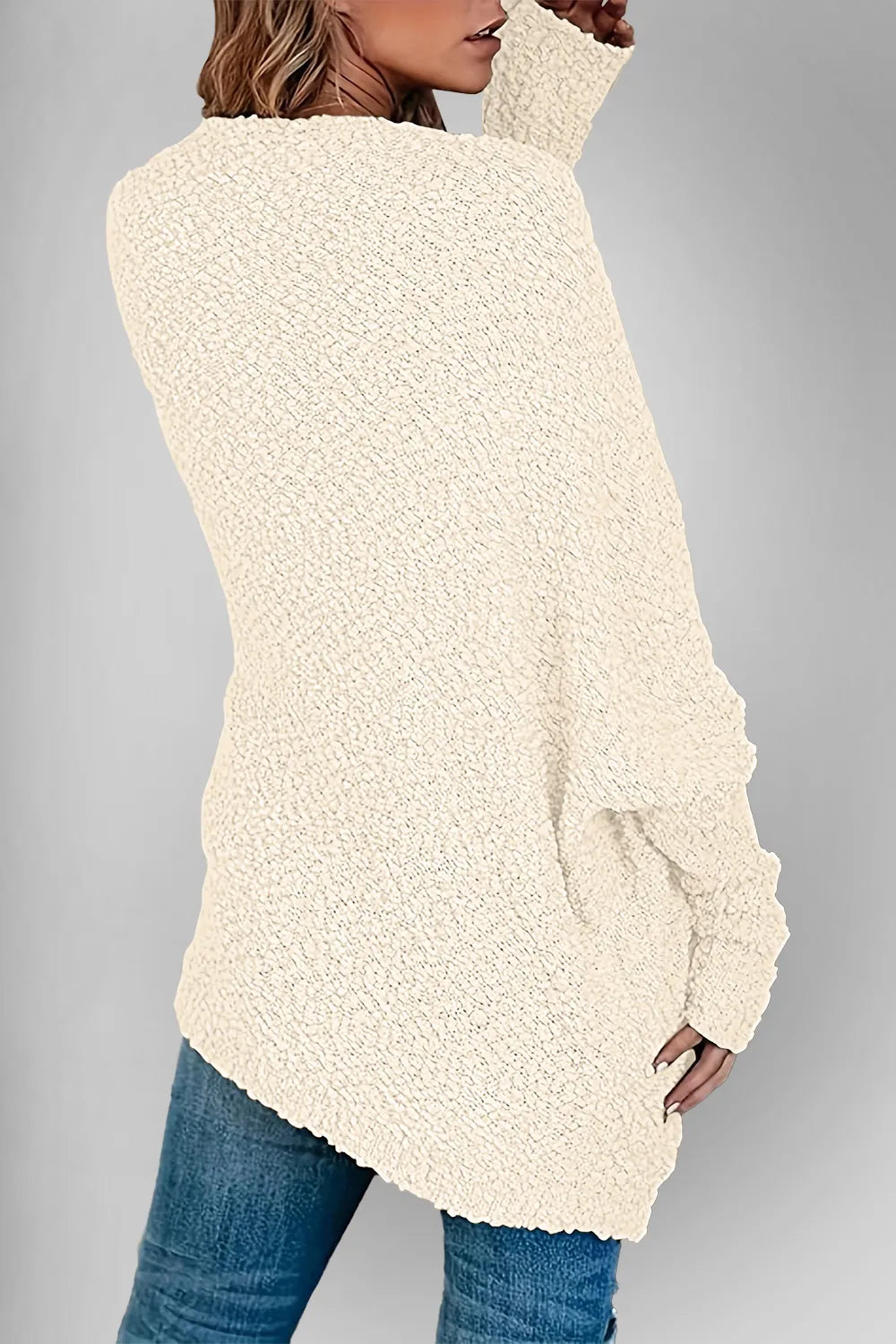 Double Take Pocketed Open Front Long Sleeve Cardigan - adritiX