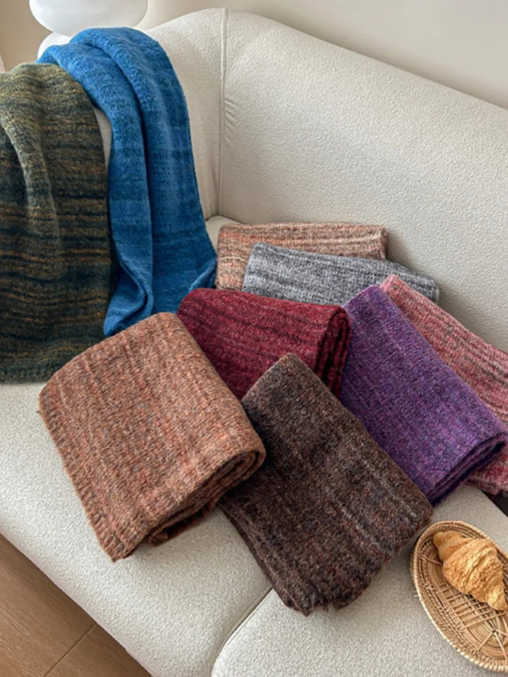 Striped Detail Knit Scarf - adritiX