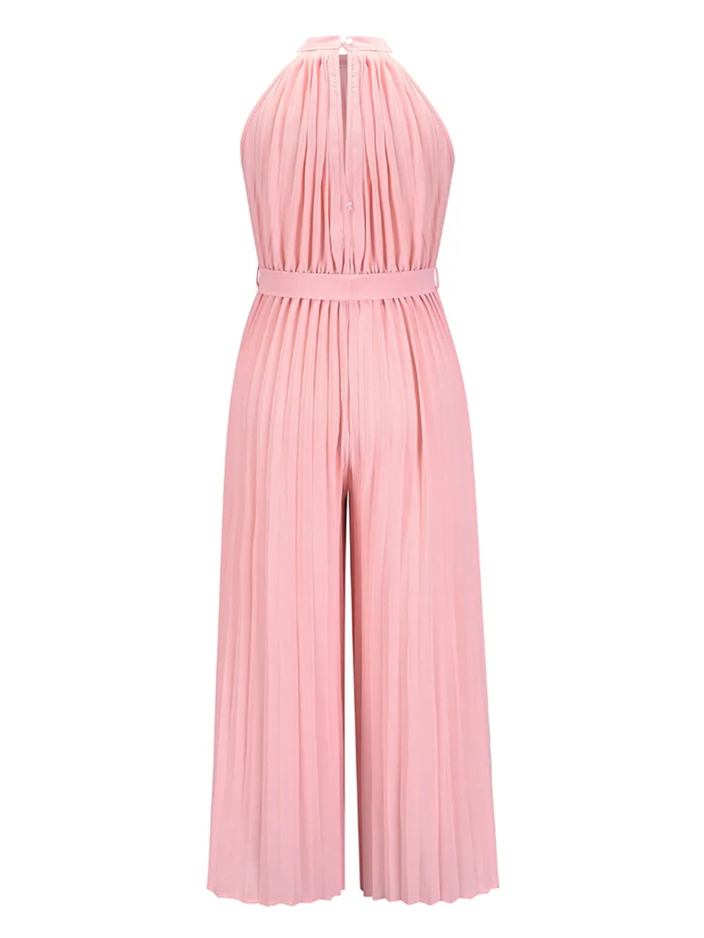 Elegant Cutout Tied Pleated Sleeveless Jumpsuit - adritiX