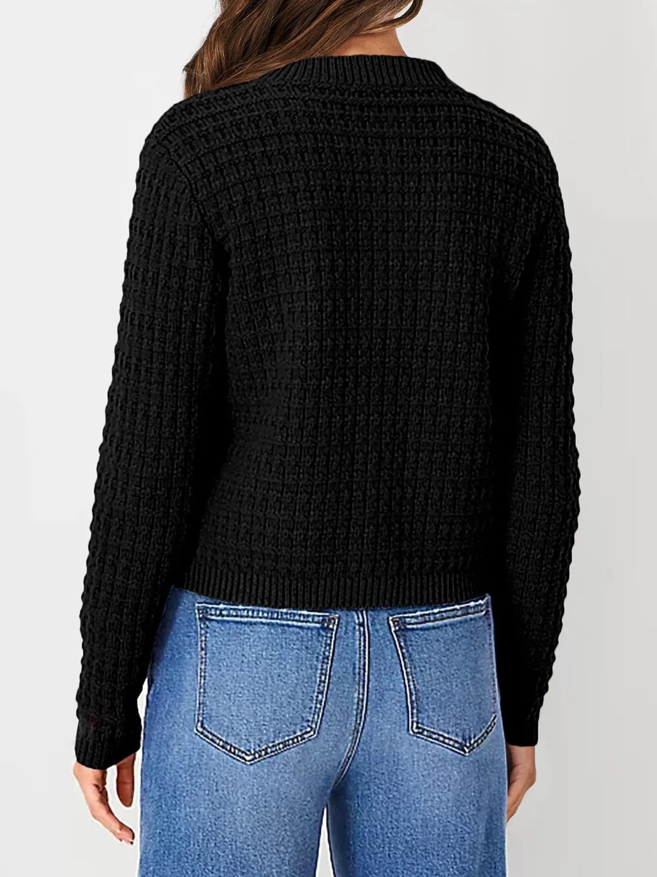 Elegant Textured Knit Button-Front Cardigan - adritiX