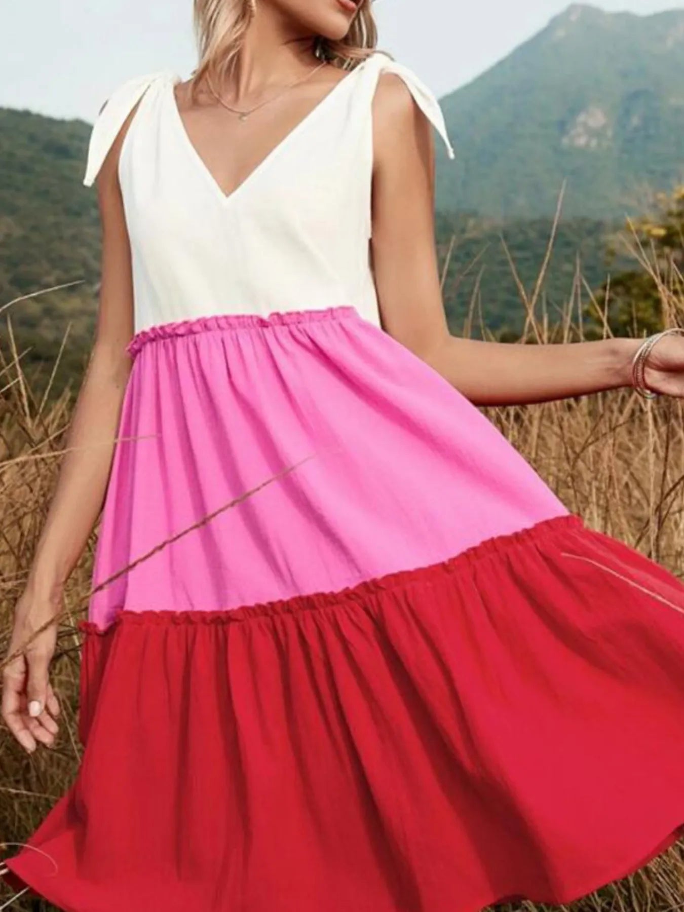Colorblock Tiered Midi Tank Dress - adritiX