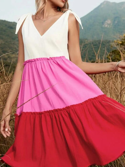 Colorblock Tiered Midi Tank Dress - adritiX