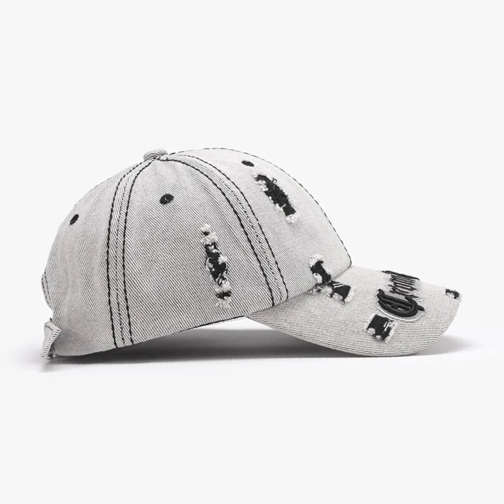 Distressed Letter Embroidered Baseball Cap - adritiX
