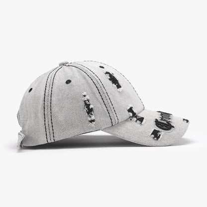 Distressed Letter Embroidered Baseball Cap - adritiX