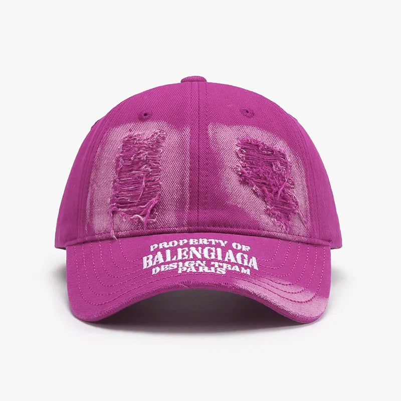 Distressed Letter Cotton Baseball Cap - adritiX