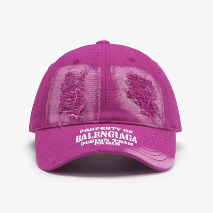 Distressed Letter Cotton Baseball Cap - adritiX