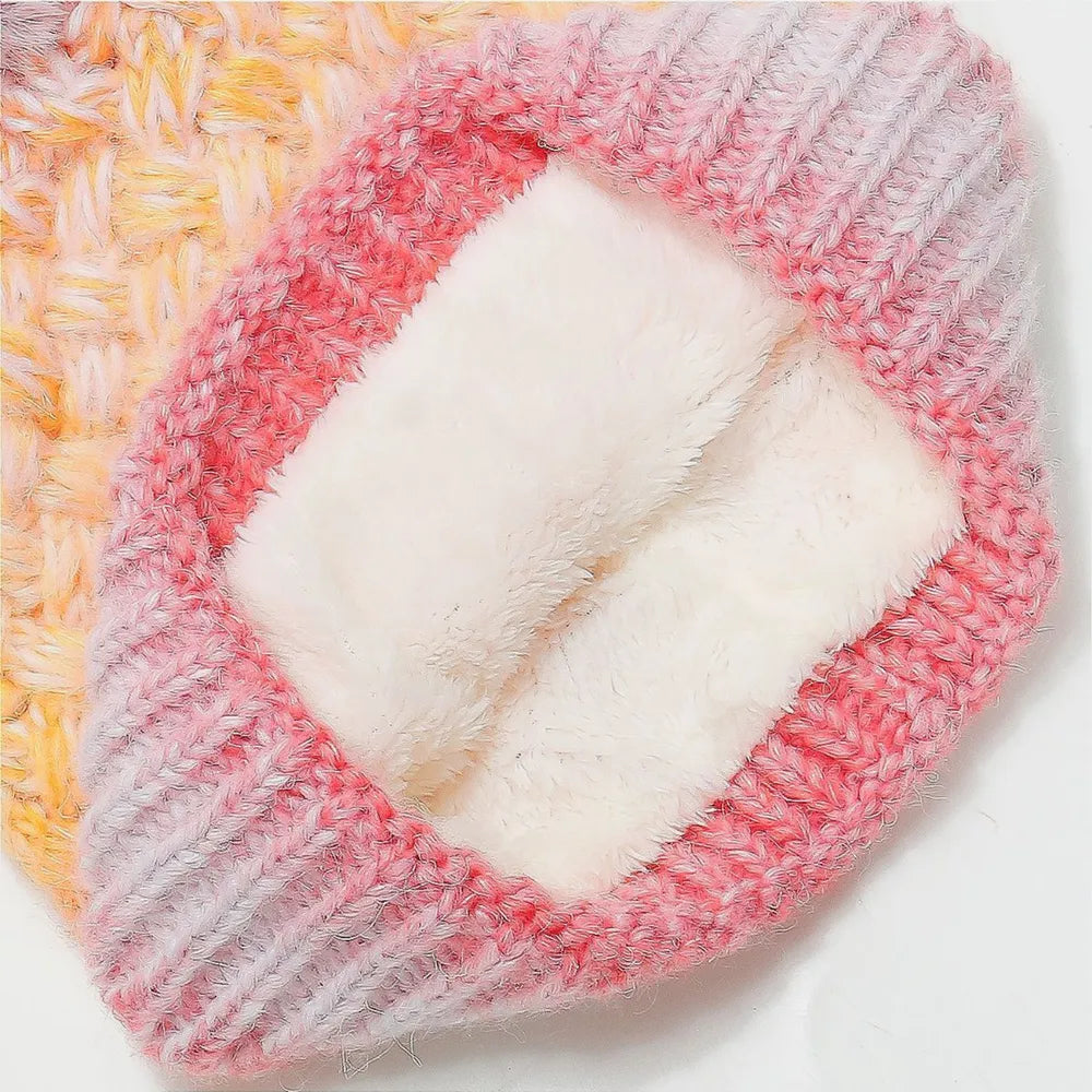 Gradient Knit Hat with Pompom - adritiX