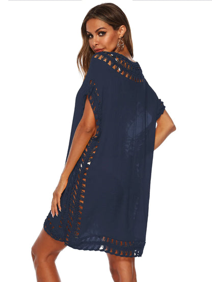 Bohemian Crochet Trim Beach Cover Up Dress - adritiX