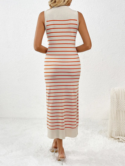 Round Neck Sleeve Midi Knit Dress - adritiX