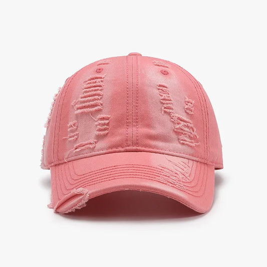 Distressed Adjustable Cotton Baseball Cap - adritiX