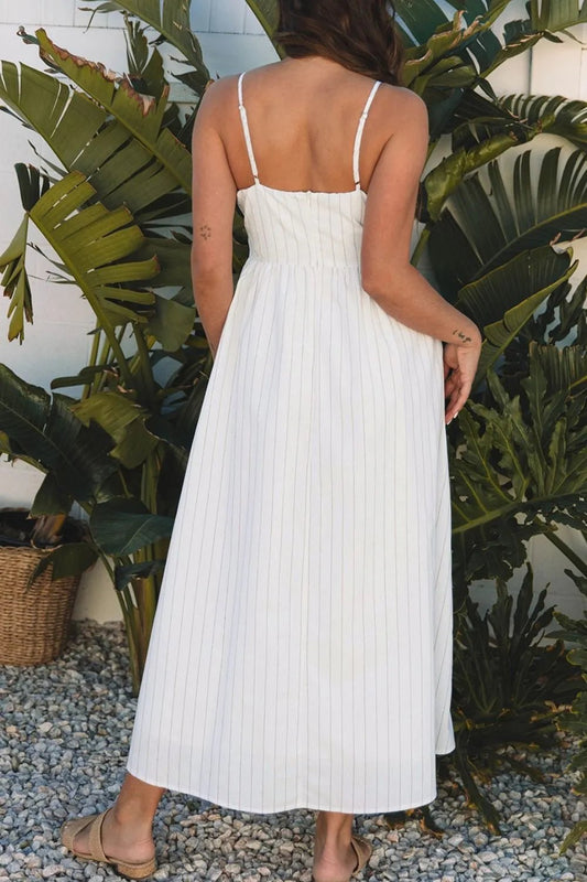 Stripe Square Neck Cami Dress with Pockets - adritiX