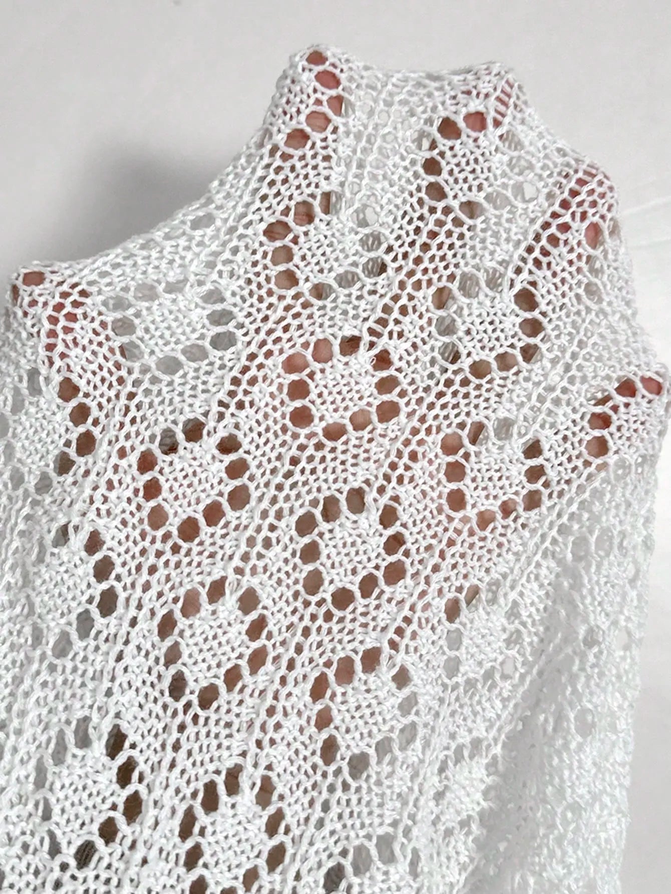 Ruffled Openwork Round Neck Knit Top - adritiX