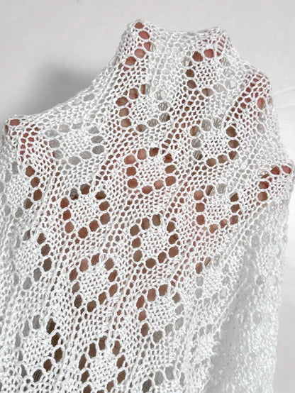 Ruffled Openwork Round Neck Knit Top - adritiX