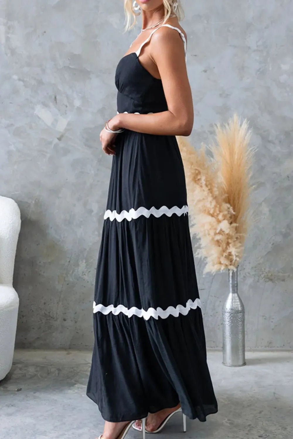 Tiered Maxi Dress with Scalloped Trim - adritiX