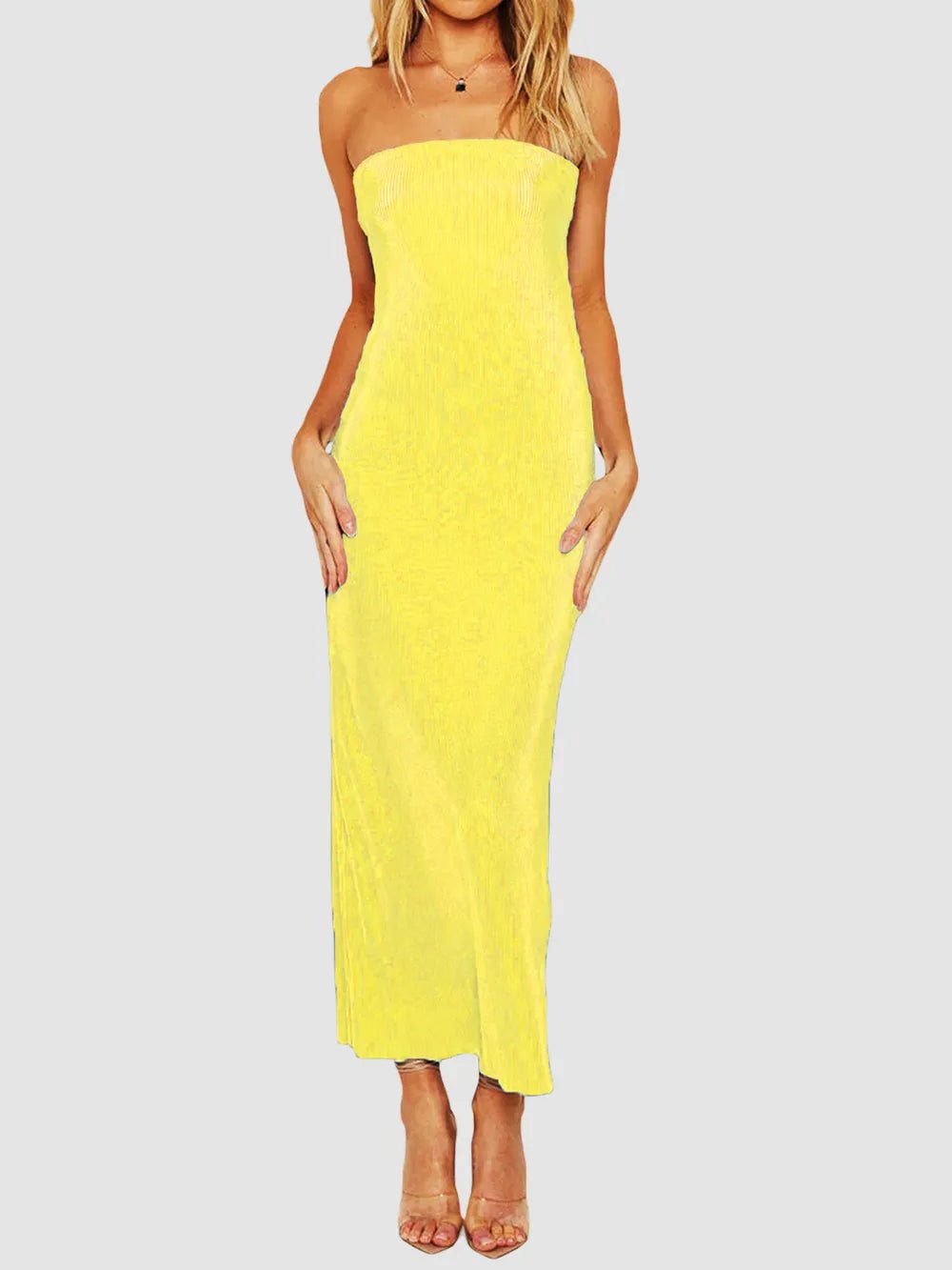 Lace-Up Back Tube Maxi Dress - adritiX