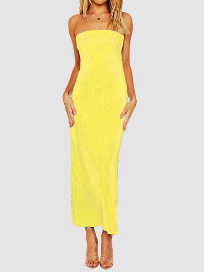 Lace-Up Back Tube Maxi Dress - adritiX