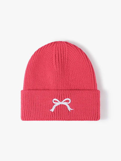 Embroidered Bow Knit Hat - adritiX