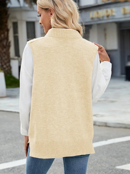 Cable Knit V-Neck Sweater Vest - adritiX