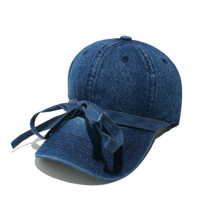Washed Bow Denim Baseball Cap - adritiX