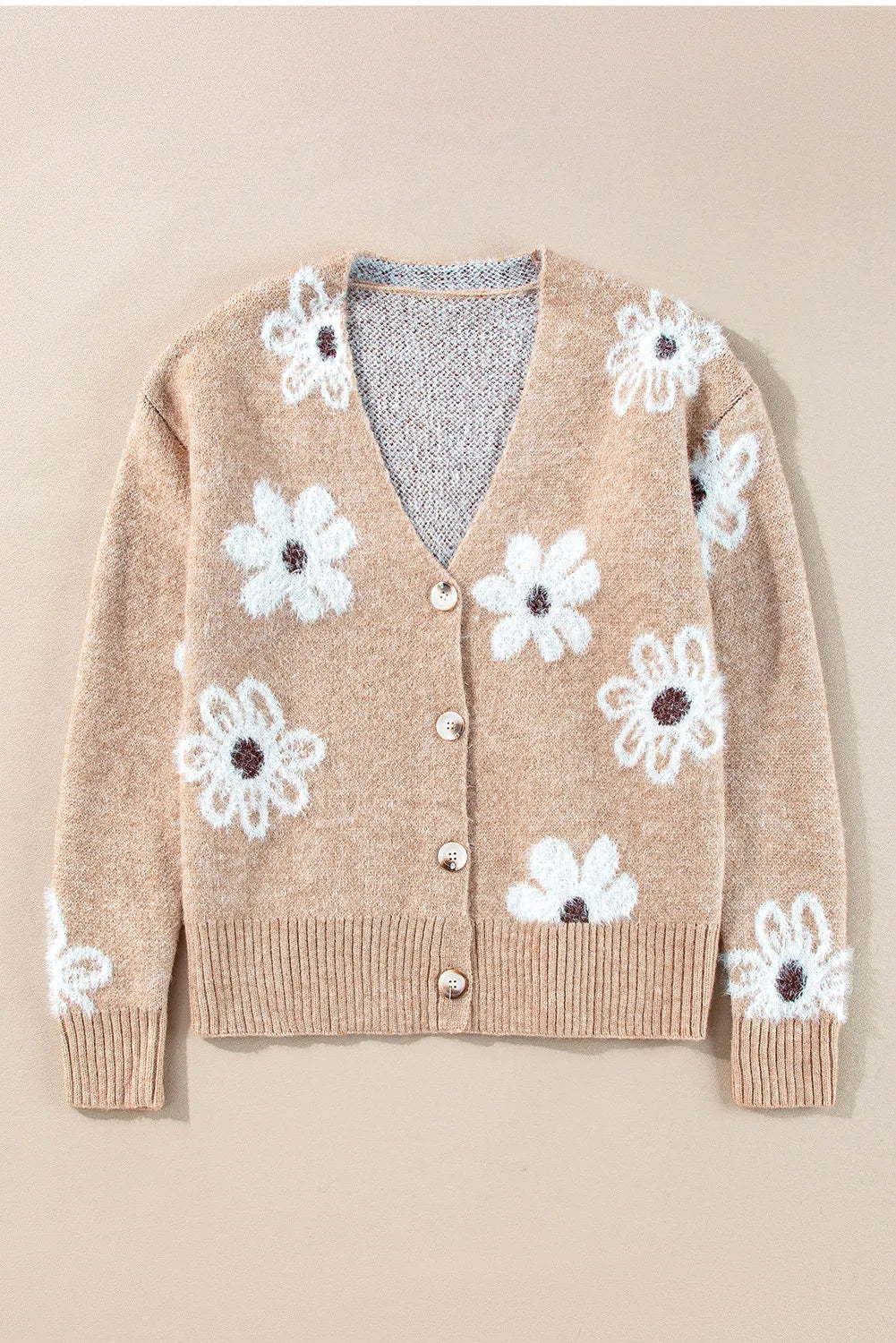 Flower Button Up Long Sleeve Cardigan - adritiX