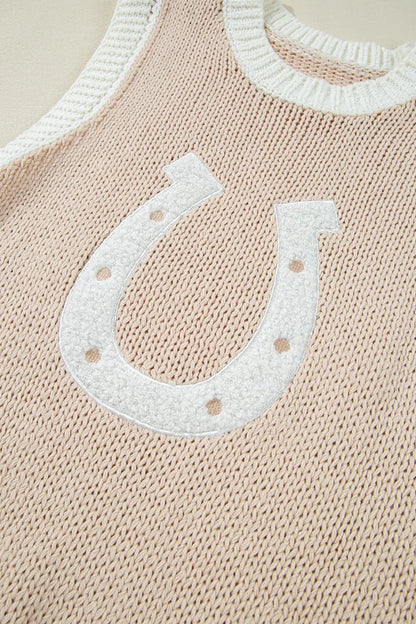 Round Neck Contrast Sweater Vest - adritiX