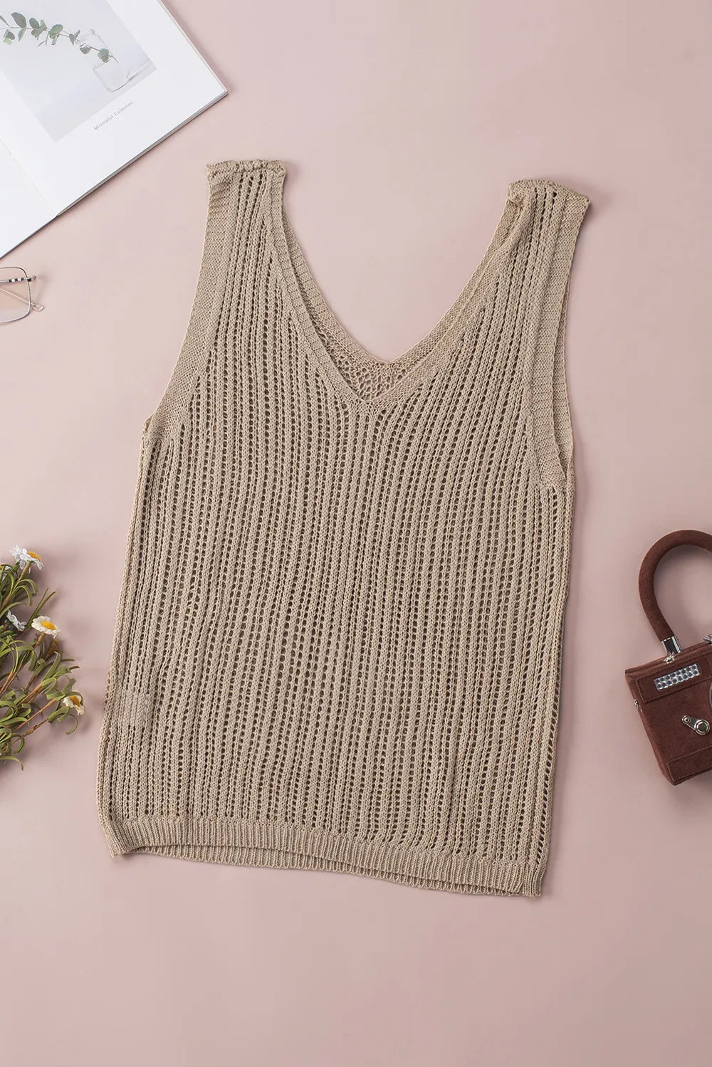 V-Neck Wide Strap Knit Vest - adritiX