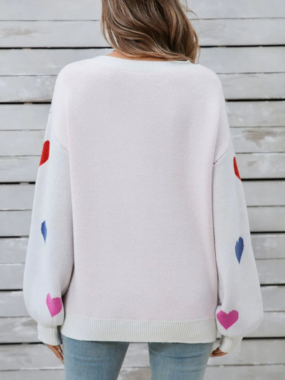 Angel Wings Heart Round Neck Long Sleeve Sweater - adritiX