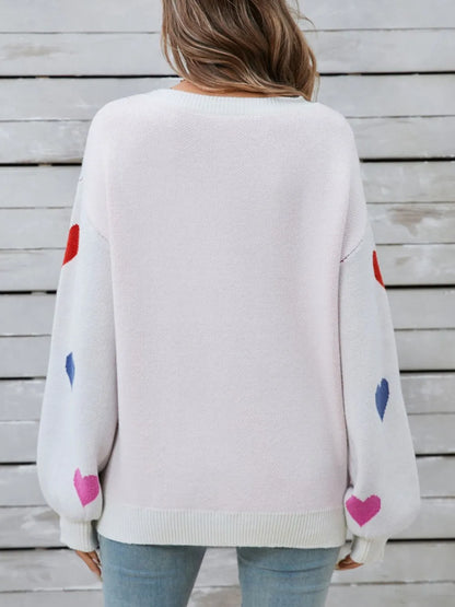 Angel Wings Heart Round Neck Long Sleeve Sweater - adritiX