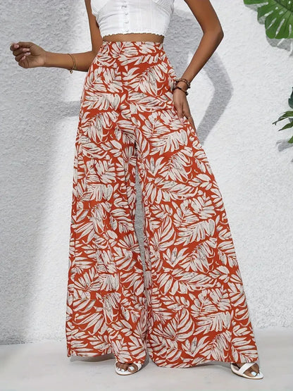 Printed High Waist Wide Leg Pants - adritiX
