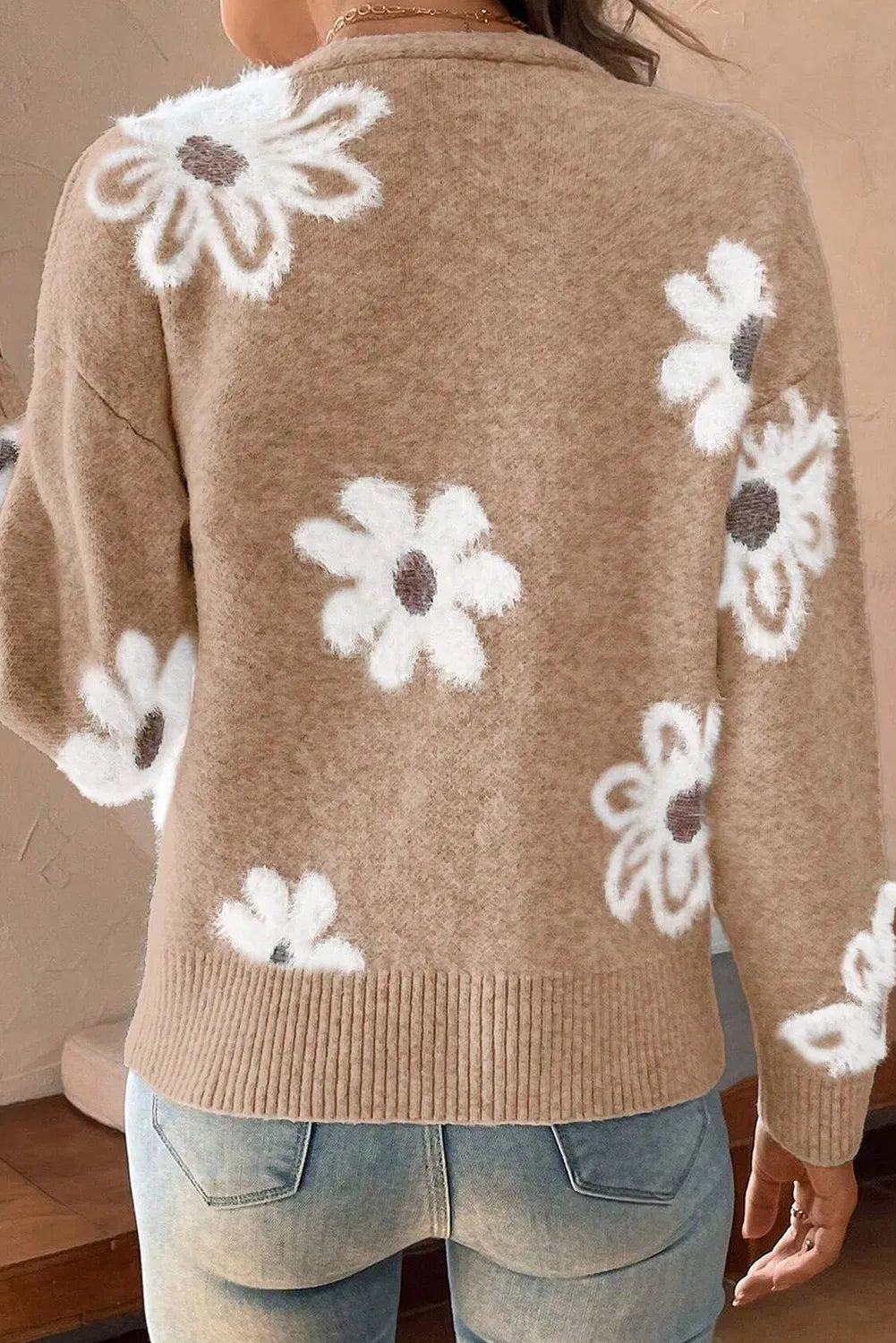 Flower Button Up Long Sleeve Cardigan - adritiX