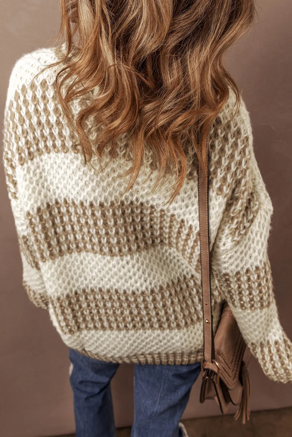 Color Block Round Neck Dropped Shoulder Sweater - adritiX