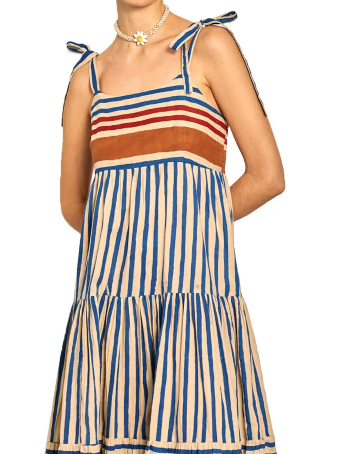 Striped Tie-Shoulder Tiered Maxi Dress - adritiX
