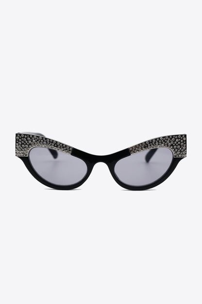 UV400 Rhinestone Trim Cat-Eye Sunglasses - adritiX